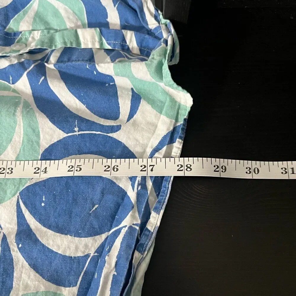 J. Crew Mens Shirt Large Blue Green Beachball Hawaiian Coastal Aloha Casual